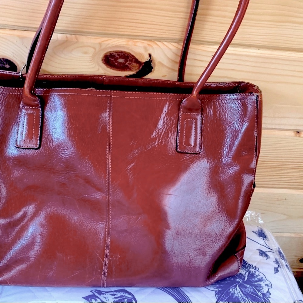 Vintage Fossil Brown Leather Tote Bag Travel Large Purse